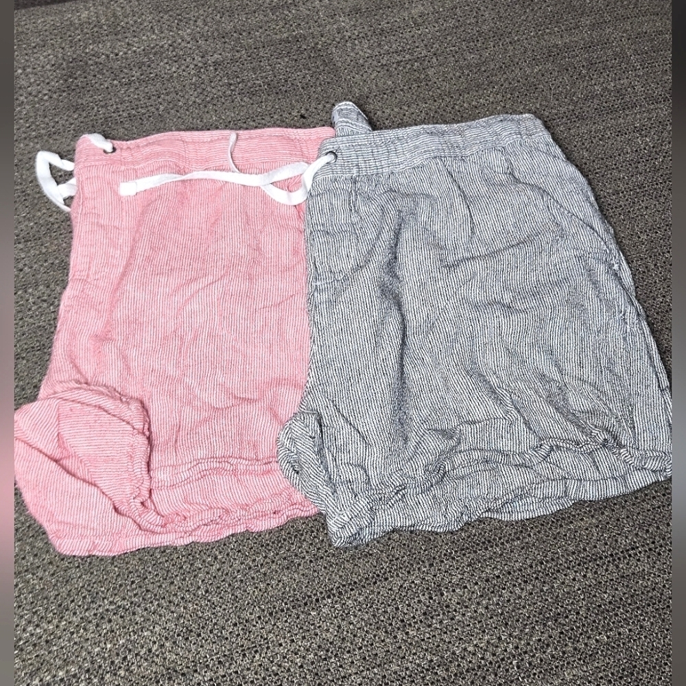 Lot/Bundle Of Two Purple & More Linen Blend‎ Resort Ready Drawstring Shorts, XL